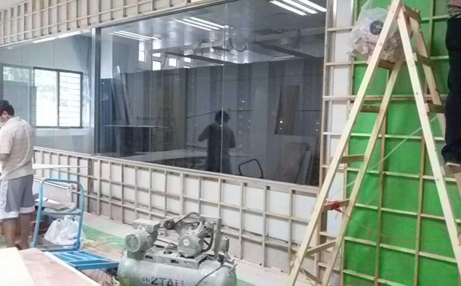 科技园展厅装修_右立面墙面基层