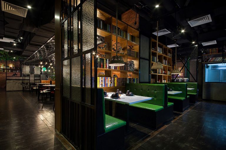 餐厅装修绿色软座