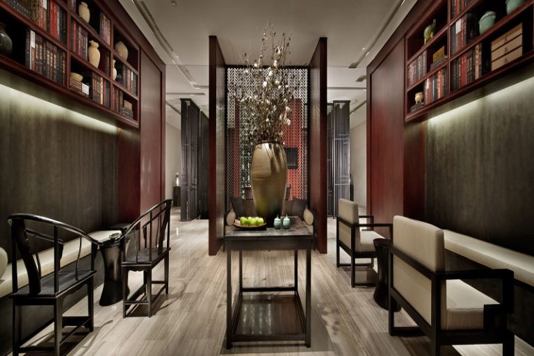 餐厅装修红色屏风隔断