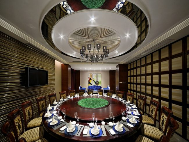 昆明餐厅装修包房圆形天花