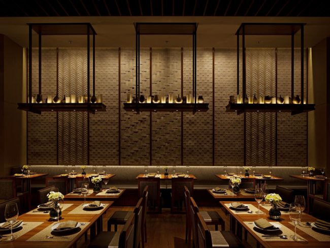 餐厅装修_墙面竹编饰面