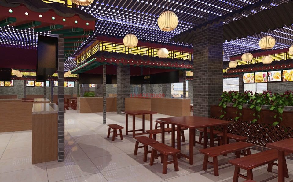 粉谷快餐店装修设计方桌矮凳 粉谷快餐店装修设计方桌矮凳