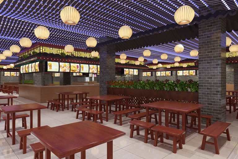 粉谷快餐店装修设计大厅