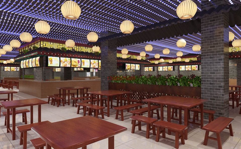 粉谷快餐店装修设计大厅