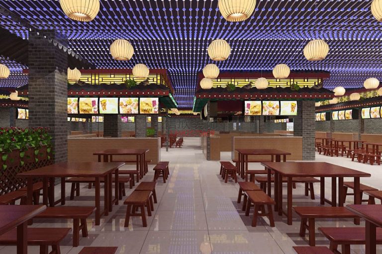 粉谷快餐店装修设计天花