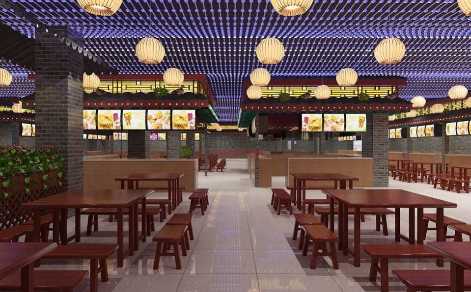 粉谷快餐店装修设计天花