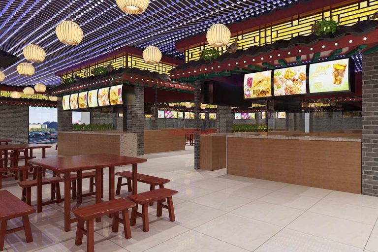 粉谷快餐店装修设计方桌