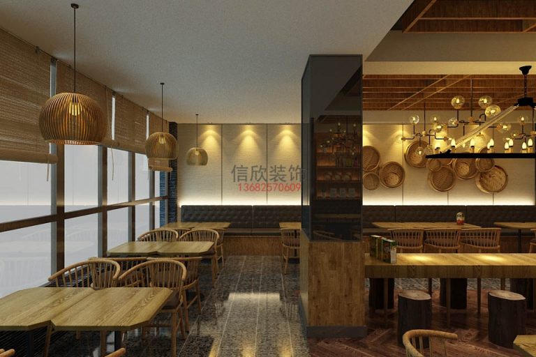 知味西餐厅装修长条柱子装饰