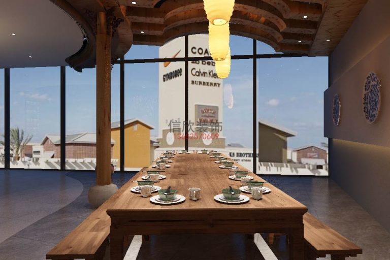 旺记餐饮装修设计卡6人长桌