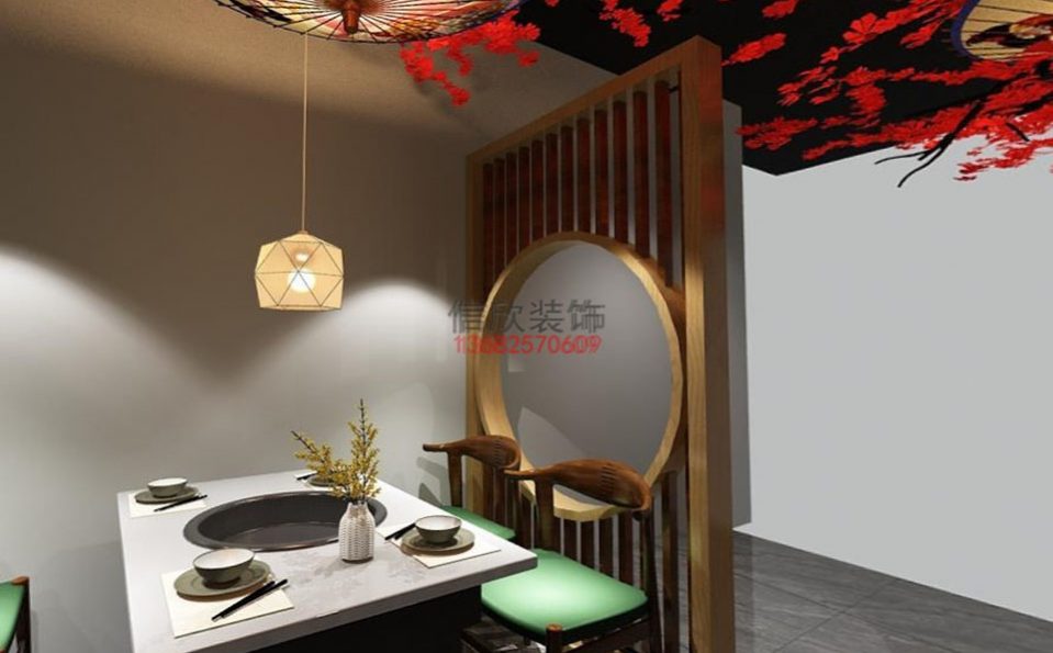 蛙星座火锅店装修设计-大厅火锅店装修设计-圆形屏风