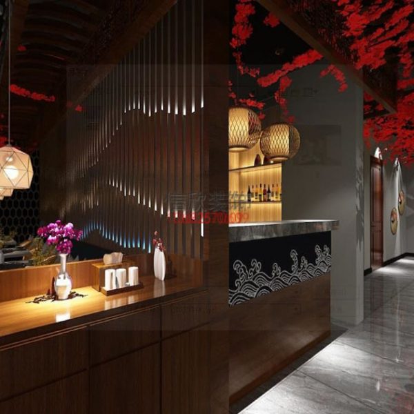 蛙星座火锅店装修设计-大厅火锅店装修设计-水吧台