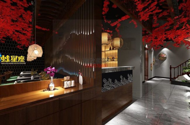 蛙星座火锅店装修设计-大厅火锅店装修设计-水吧台