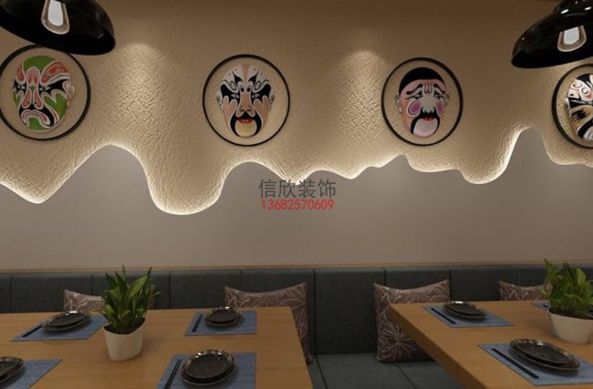 跃龙餐厅装修设计-京剧脸谱