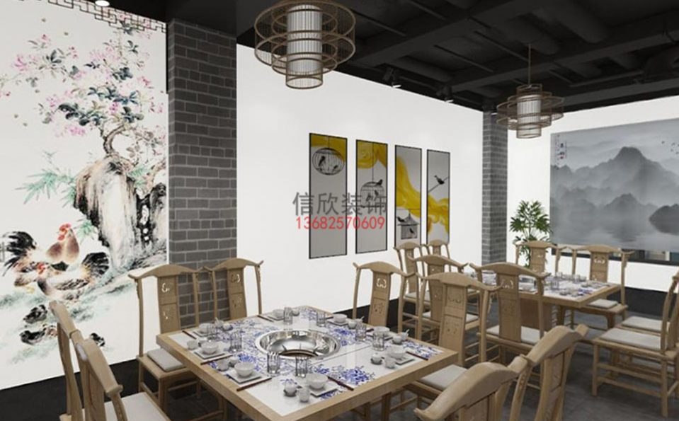 重庆火锅店餐饮装修设计-中式官帽椅