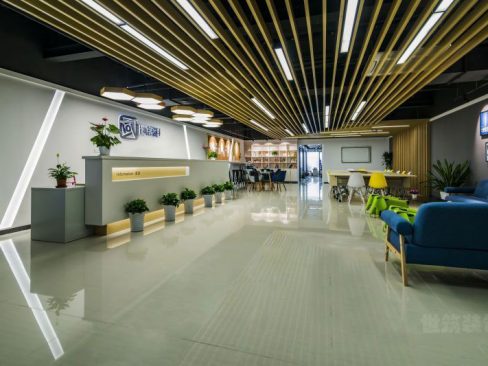 昆明西山区现代风格办公室装修设计图前厅空间效果图