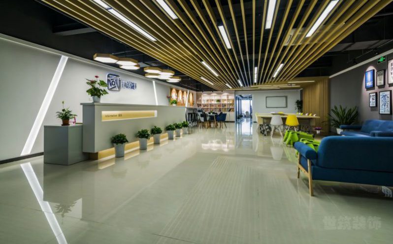 昆明西山区现代风格办公室装修设计图前厅空间效果图