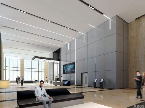 昆明官渡区现代风格写字楼装修设计大堂效果图