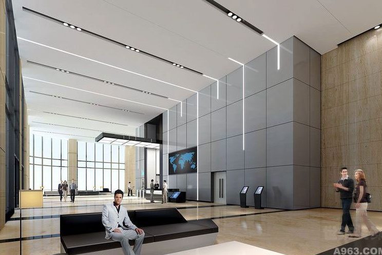 昆明官渡区现代风格写字楼装修设计大堂效果图