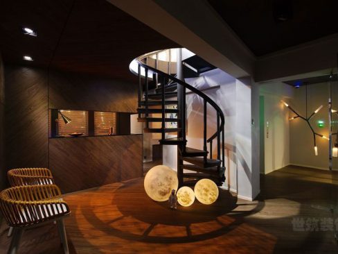 云南昆明五华区工业风办公室装修设计楼梯效果图