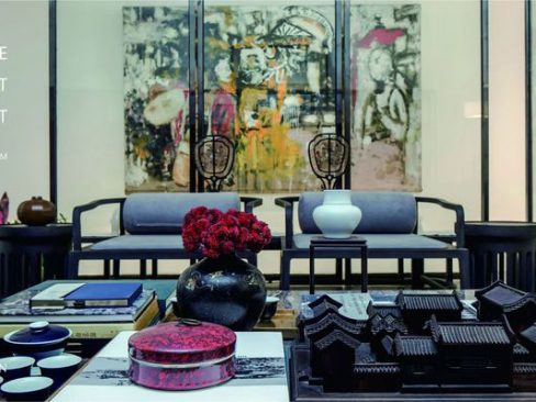 昆明呈贡新中式风格家庭住宅装修设计接待空间效果图