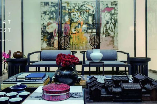 昆明呈贡新中式风格家庭住宅装修设计接待空间效果图