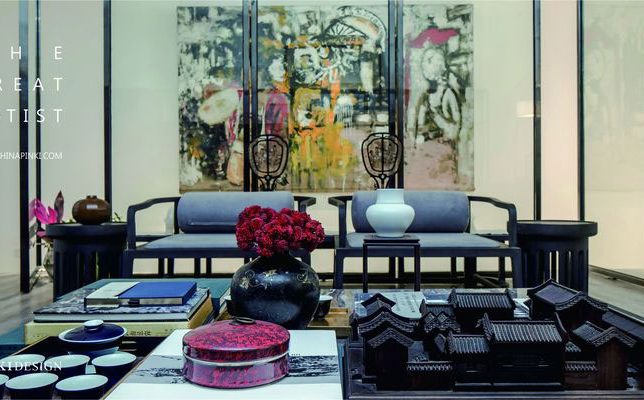 昆明呈贡新中式风格家庭住宅装修设计接待空间效果图