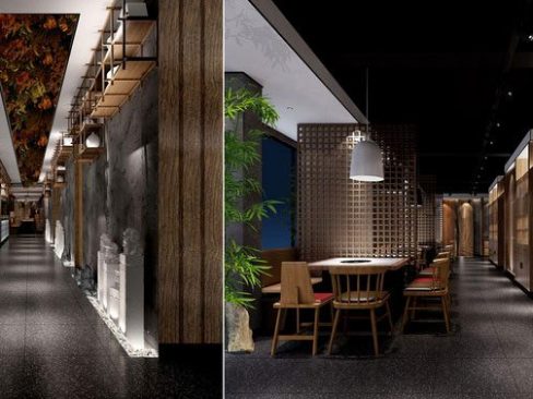 昆明五华区现代中式风格民宿设计餐厅效果图