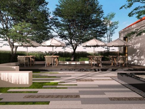 昆明西山区现代中式风格精品酒店装修设计室外庭院效果图