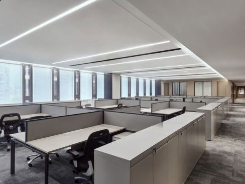 昆明呈贡区现代中式办公室装修设计图办公区效果图