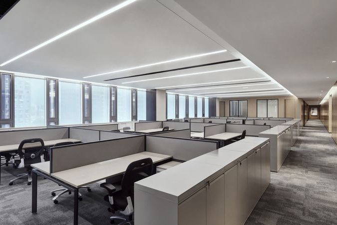 昆明呈贡区现代中式办公室装修设计图办公区效果图