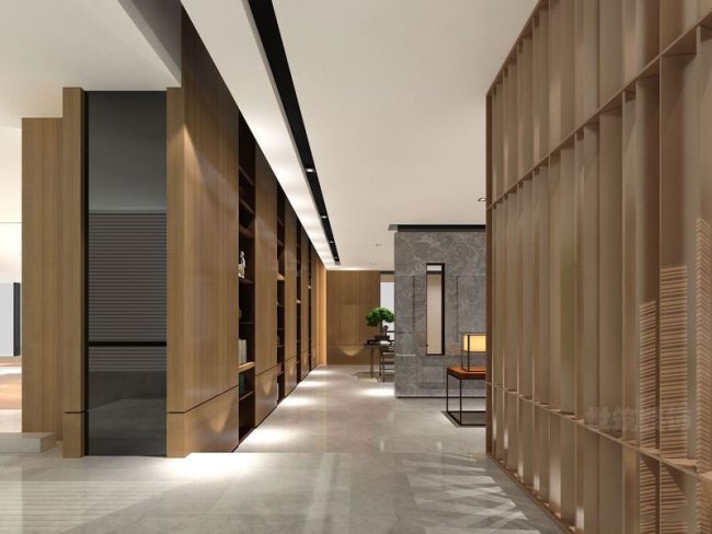 办公室木饰面墙面效果