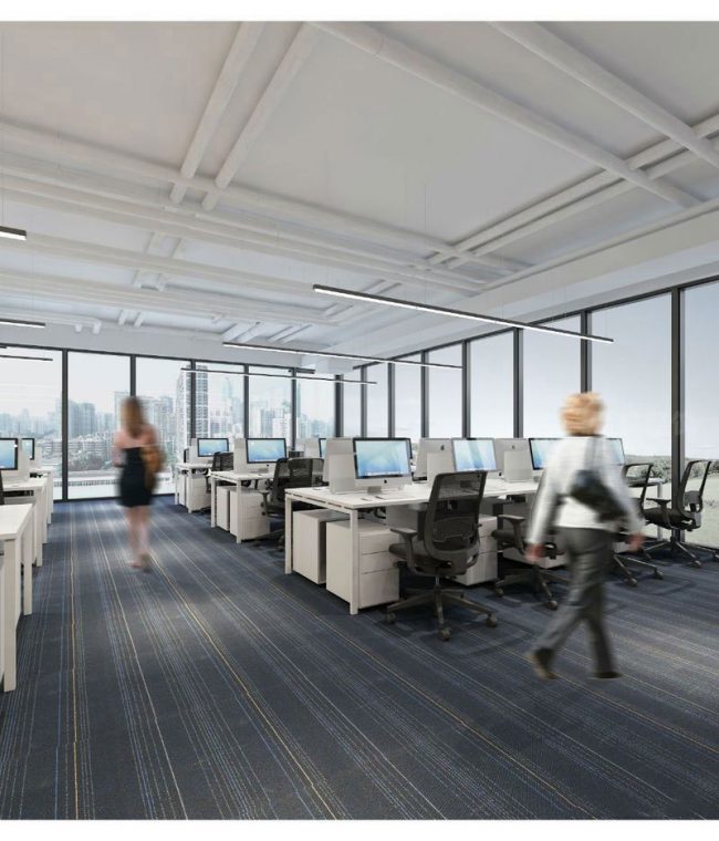 办公室深色条纹地毯的装修图