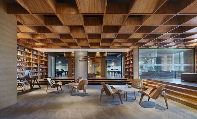 北欧工业风办公室员工休闲阅览区装修图