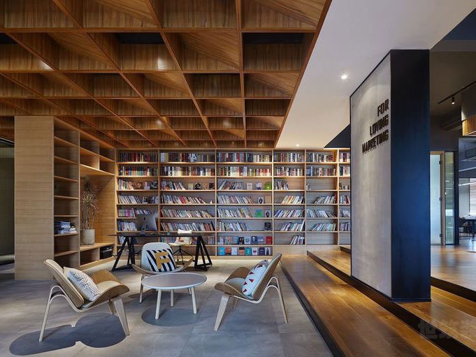 北欧工业风办公室阅览区位置装修图