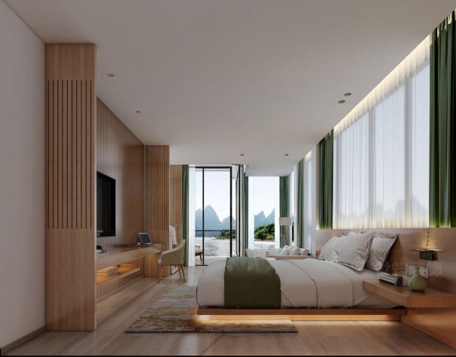 北欧原木风度假酒店套房装修图