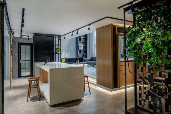 白色的石材吧台设计