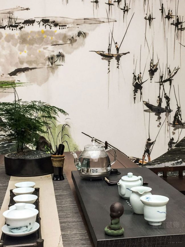 茶室背景墙装饰效果