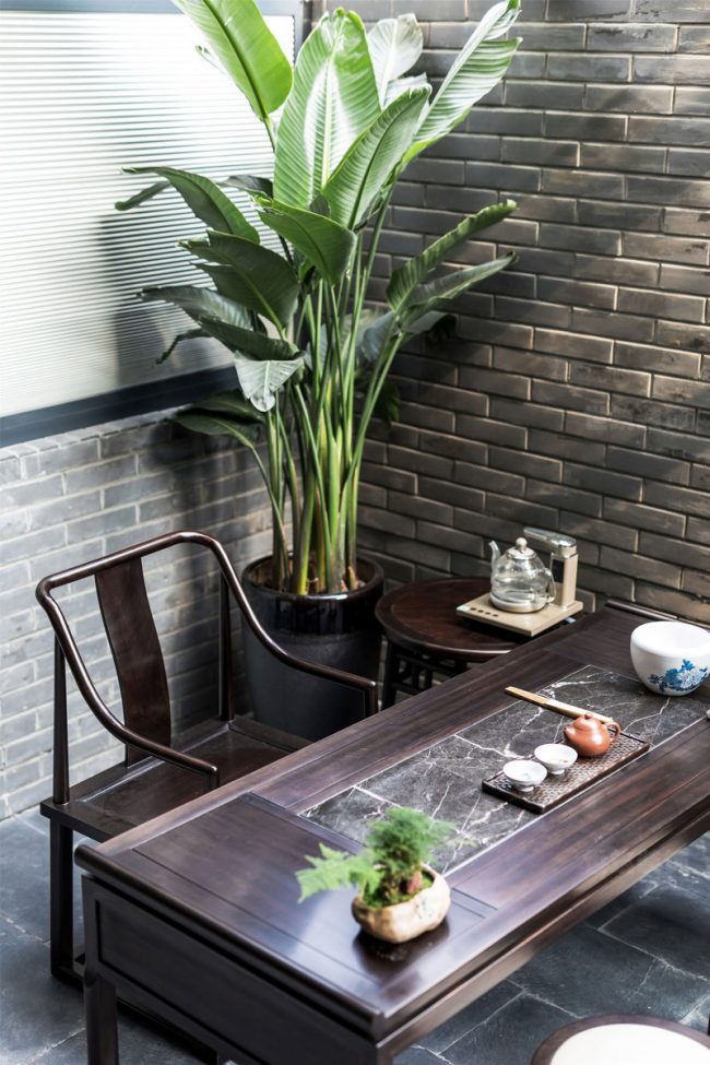 茶室的灰砖搭配效果