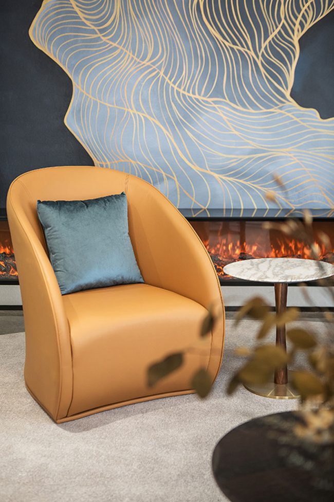 橙色的艺术皮沙发