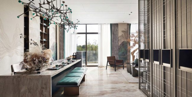 茶室上方的艺术吊灯