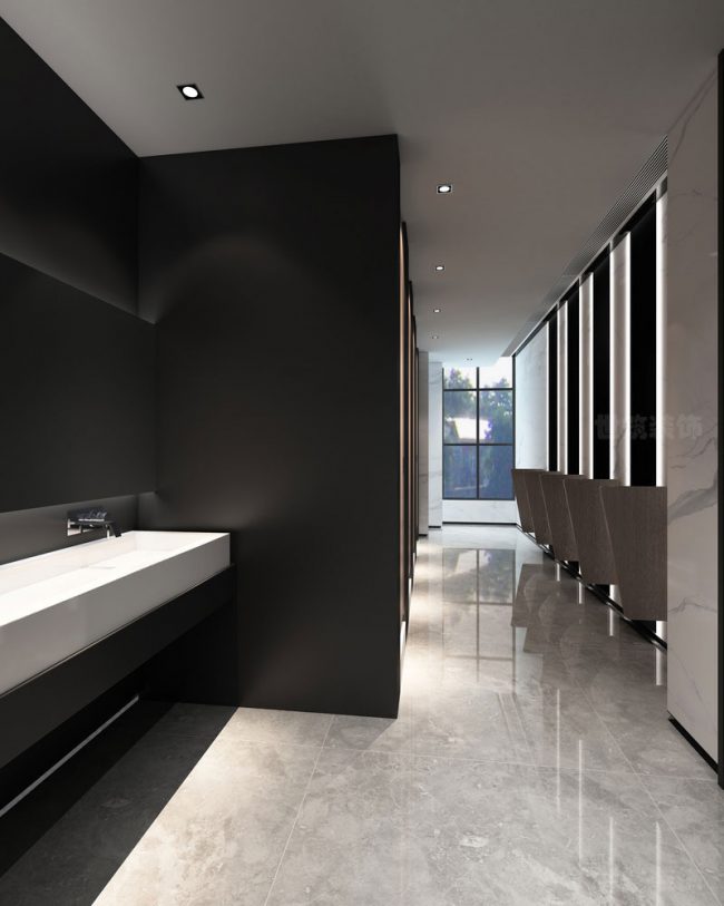 黑色的公共卫生间效果图