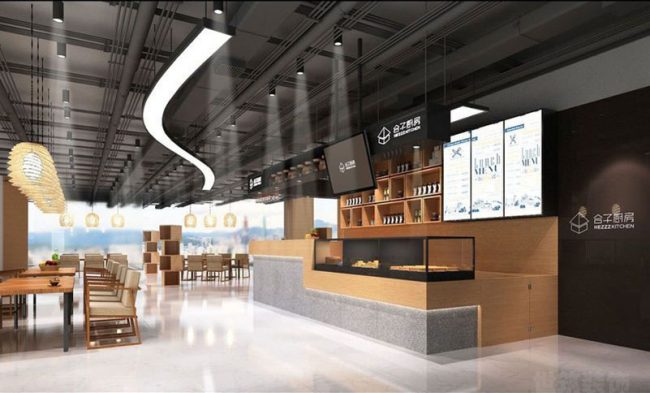 黑色顶面的餐厅效果图