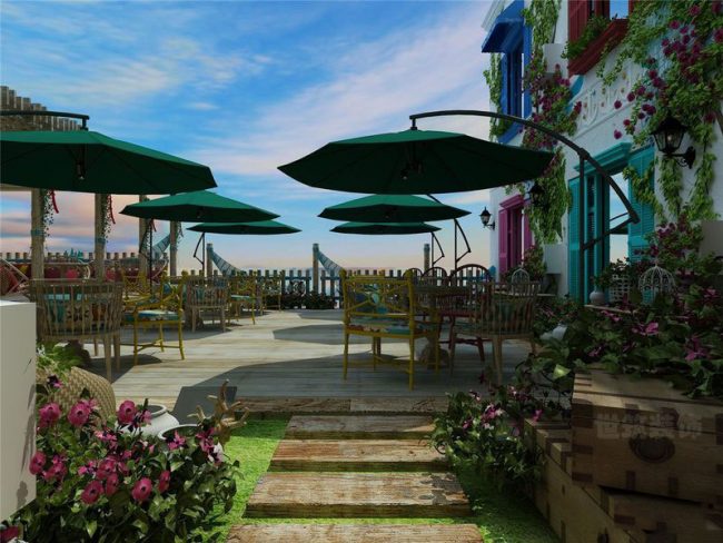 户外花园式餐厅设计效果图