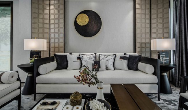 黑与灰搭配的时尚中式沙发