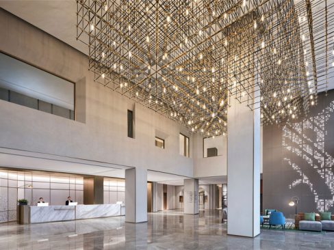 酒店大堂金属铁架装饰效果图