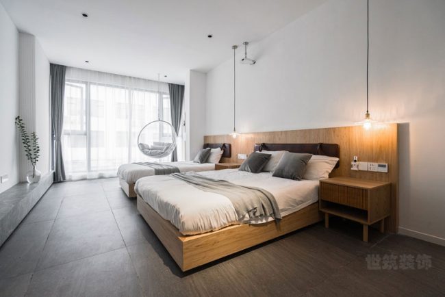 酒店极简双人间设计效果图