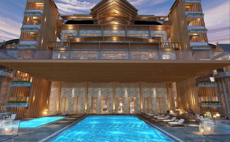 酒店外墙与游泳池的结合 酒店外墙与游泳池的结合