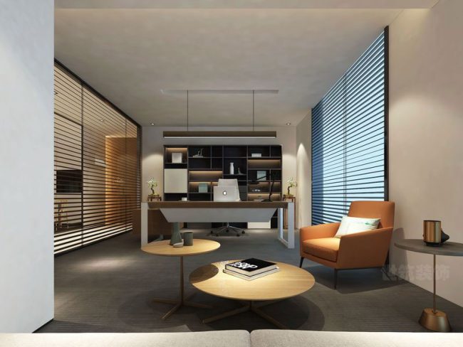 极简风格办公空间总监办公室效果图