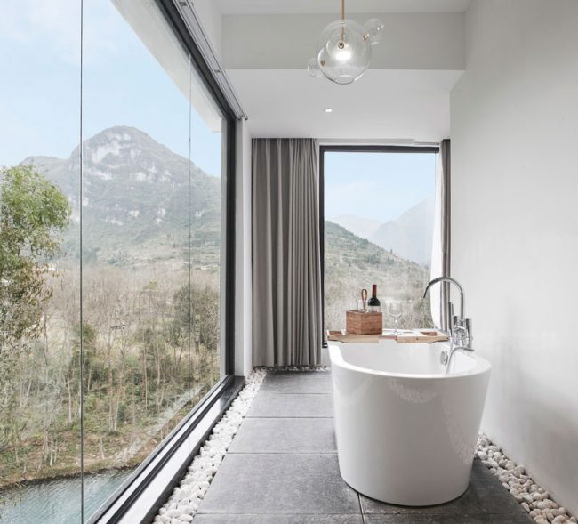 极简风格度假酒店客房卫浴空间范围装修图