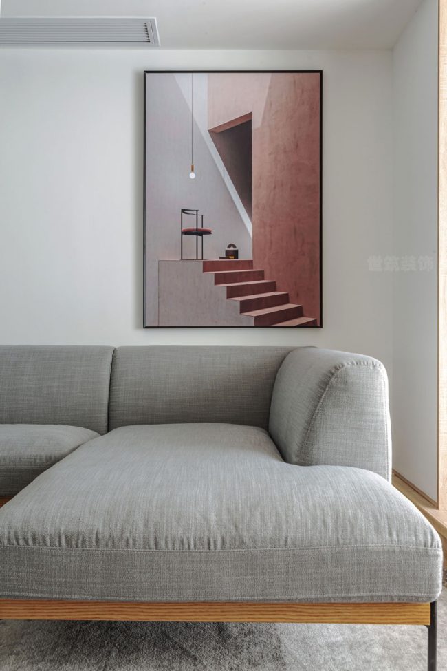 极简风格家庭客厅沙发休息区场景装修图